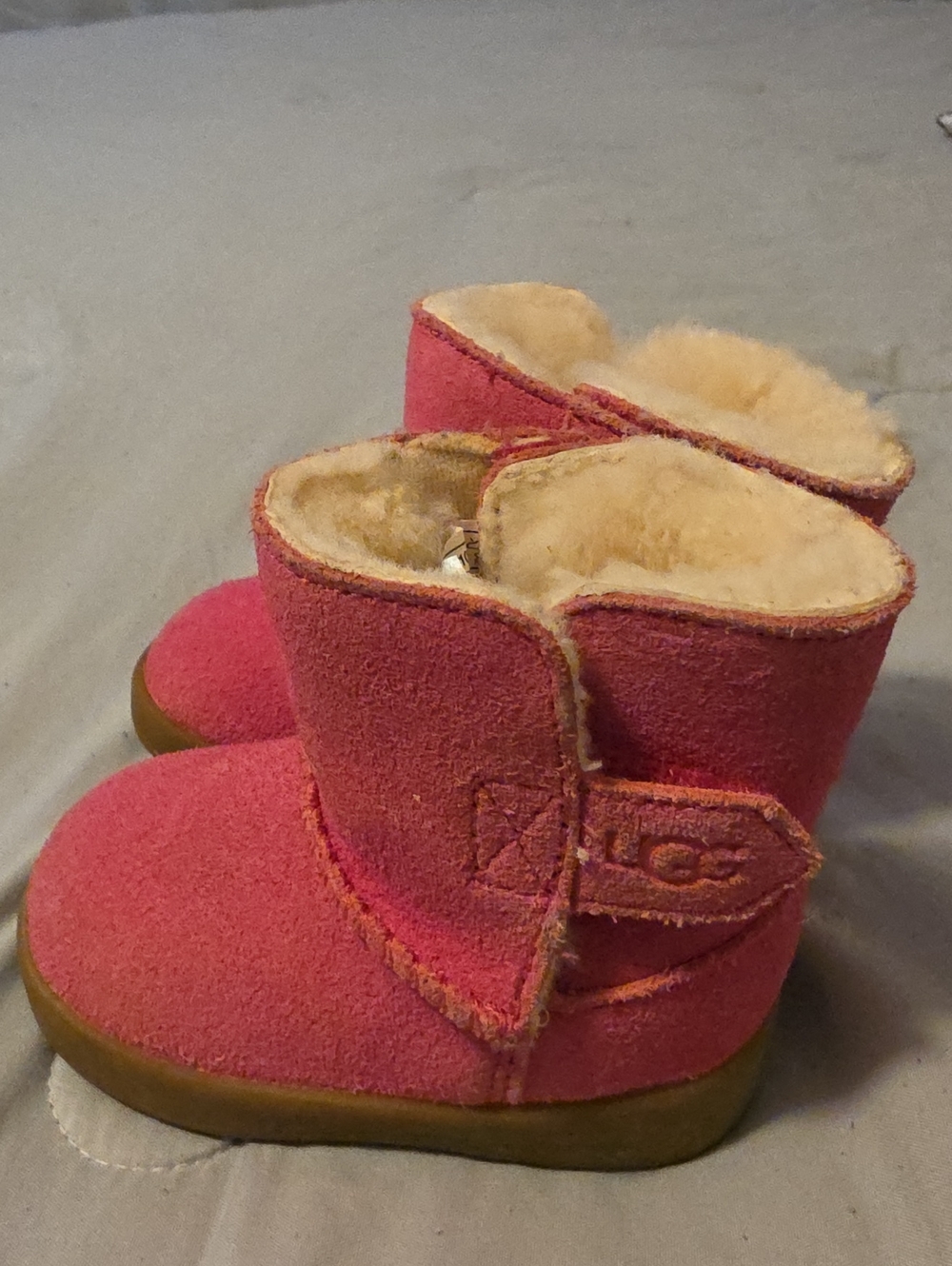 UGG Pink Shearling-Trim Kids Boots